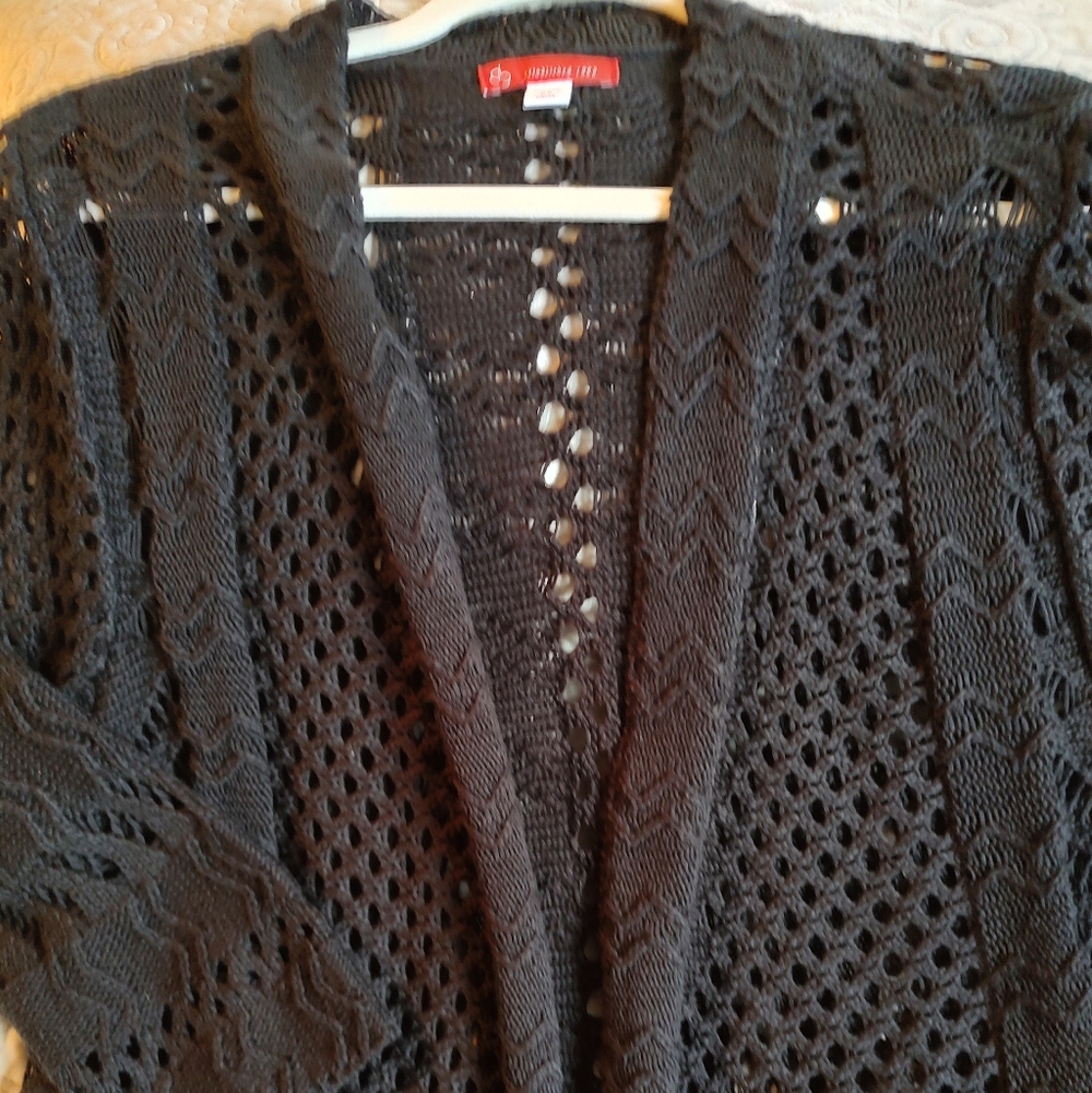 BNNU Dressbarn Navy Openwork Cardigan